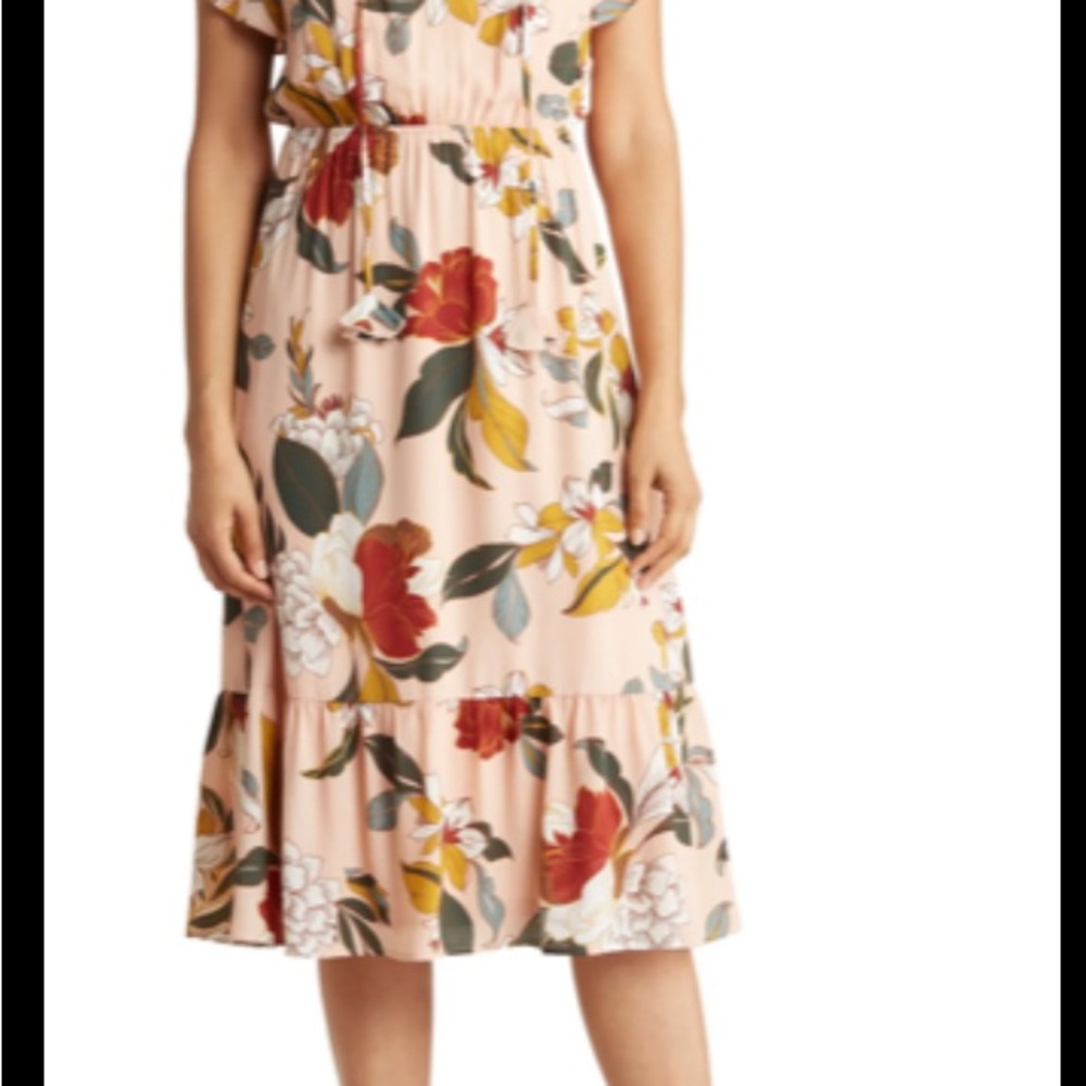 Floral Midi Dress in Pink